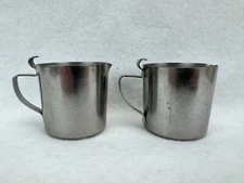 Lot of 2 Metal Creamer Pitchers 2 3/8" Tall Service Ideas, Inc.