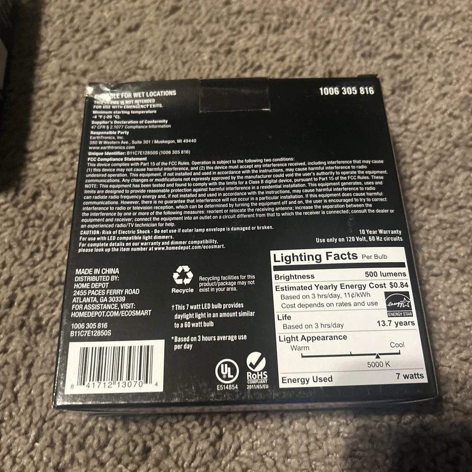 8X Ecosmart 60-Watt Equivalent B11 Dimmable E12 Candelabra 8 Pack ~ 24 Total - Image 2 of 2