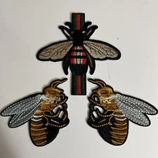Set Of 3 - 3 inch Gucci Bee Style iron-on patches - Ship From USA