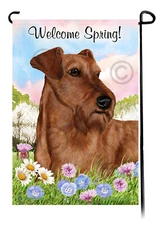 Irish Terrier Welcome Spring Garden Flag