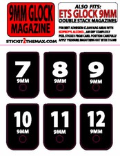 FITS GLOCK 9MM WHITE NUMBERED 7-12 MAGAZINE BASE PLATE STICKERS,set of 6