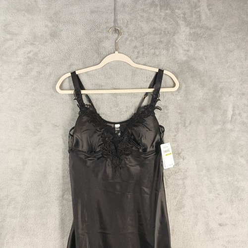 NWT $66 Floral Nikrooz Stella Charmeuse Long Gown MEDIUM With Foam Cup Black - Picture 4 of 15