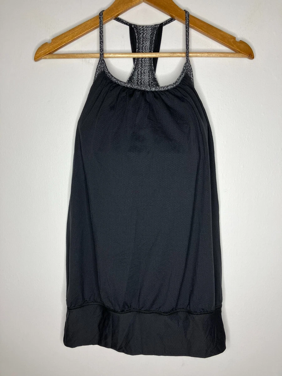 Lululemon Tank Top with Sports Bra Attached Gray Black Size 6