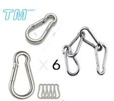 Stainless Steel Marine Grade Carabiner Spring Hook Snap Clips Eyelets Rope