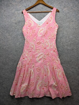 Tommy Hilfiger Dress Womens 8 Pink Paisley Pleated Classic Artsy Coquette |  eBay