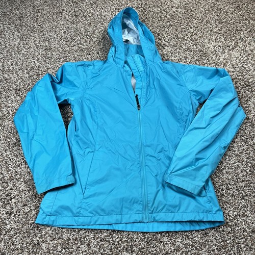 Blue Hooded Rain Coat Nylon Outdoor 