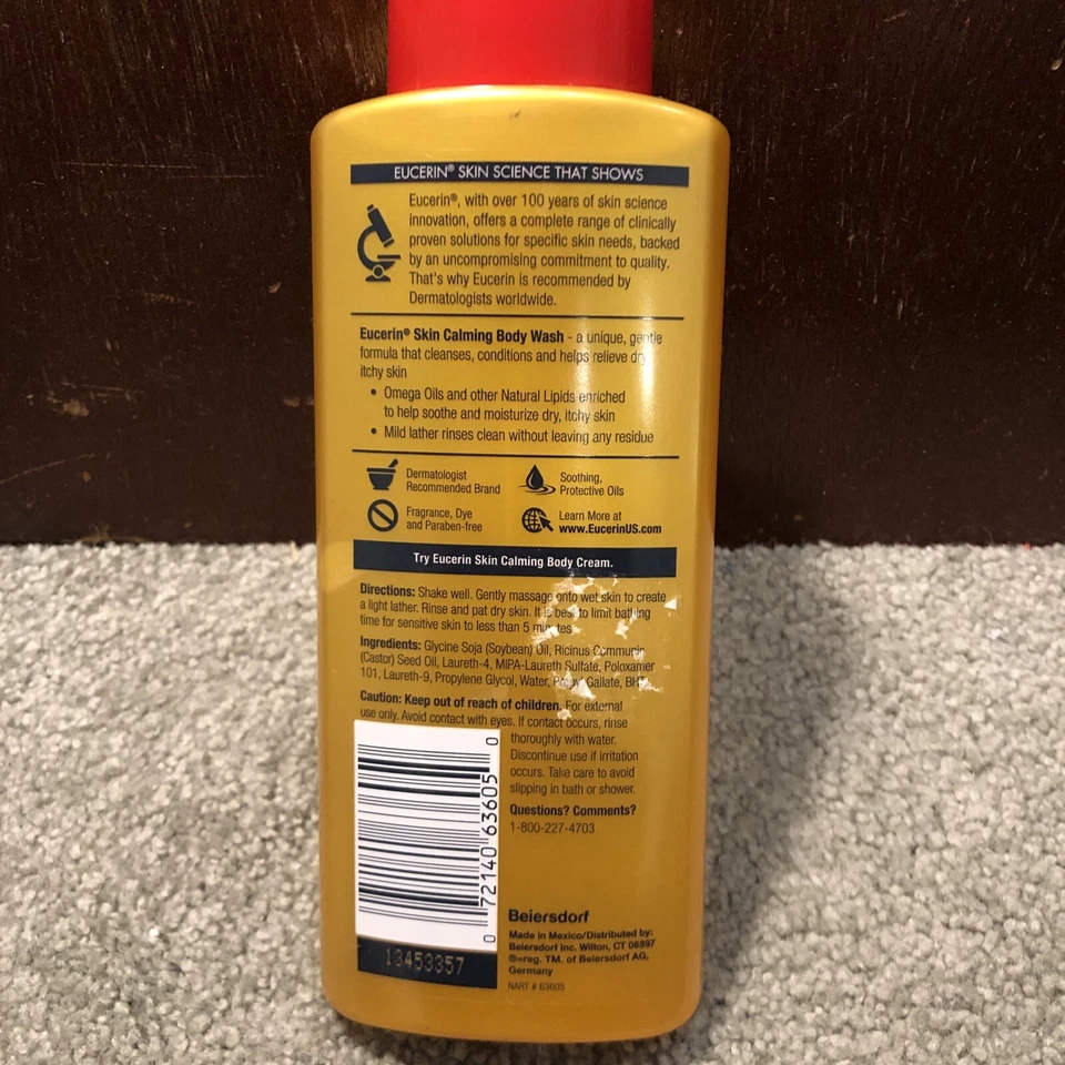 Eucerin Jabón Corporal Calmante para Piel Seca y con Picazón Sin Fragancia, 8.4oz Foto 3 de 4