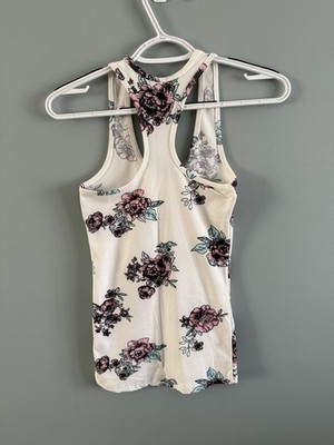 Pre-Owned Women's Rue 21 White Flower Tank Top Extra Small Excellent Condition