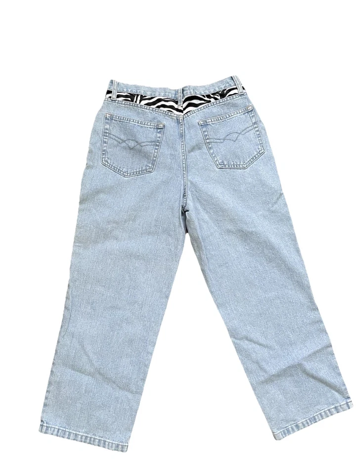 Jeans cropped vintage anos 90 Xhilaration zebra difusa tamanho 7 novo sem etiquetas - Imagem 3 de 3