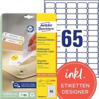 Avery Zweckform Universal-Etiketten 38,1 X 21,2 Mm Weiß 1.950 Etiketten