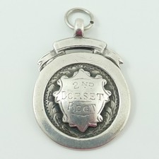 Antique Silver .925 2nd Dorset Regiment Fob Full Hallmark 1925