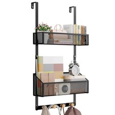 Over-the-Door-Hooks with 2 Baskets,Over the Door-Organizer with 4 Hooks to Ha...