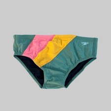 Speedo Men green orange colorblock swim Brief Swimwear size 32 36 38