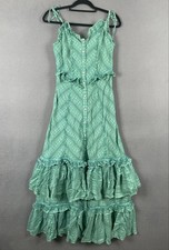 Maxi Vestido Free People Janie Para Mujer M Verde Solero Calado Brillante Turquesa
