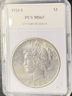 1924 S Peace Silver Dollar BU