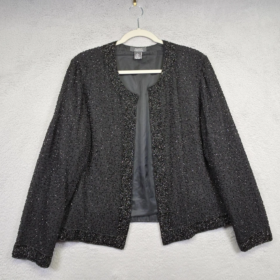 Chaqueta Dressbarn Mujer L Negra Noche Fiesta Glamour Elegante Lentejuelas Adornada Foto 3 de 4