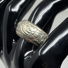 Vintage Sterling Silver Floral Wide Band Ring Size 9