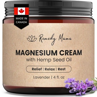 Remedy Mama Magnesium Cream for Sleep Muscle Soreness & Cramps Relief with He...
