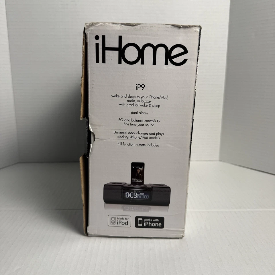 iPod Iphone Ihome IP9 Dock Wake Sleep AM FM Radio Presets Negro Casi Como Nuevo-Probado Foto 4 de 4