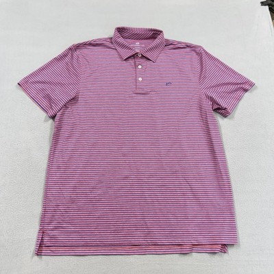 Southern Tide Polo Shirt Mens 2XL Pink Stripe Brrr Golf Performance Stretch