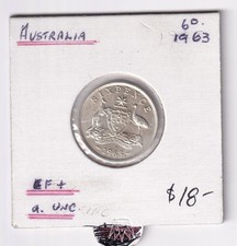 AUSTRALIAN: 1963 PRE-DECIMAL QEII SILVER (6d) SIXPENCE CIRCULATED COIN #1793