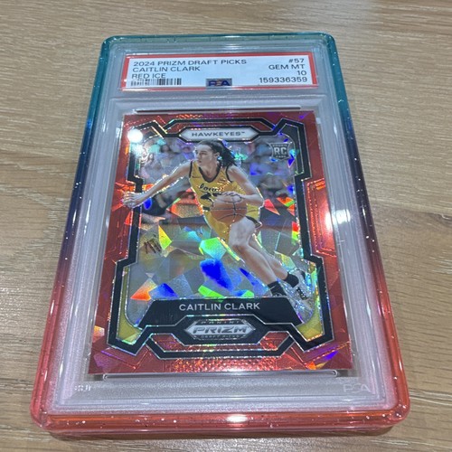 PANINI 2024 PRIZM DRAFT PICKS CAITLIN CLARK RED ICE ROOKIE RC #57 PSA 10