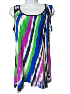 #ad #ad Cato Small Striped Tank Top Asymmetrical Hem Small Colorful Vacation Summer $10.00