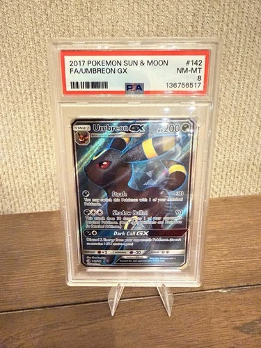 Pokemon TCG Umbreon GX Full Art Ultra Rare Holo Sun & Moon Base Set PSA 8