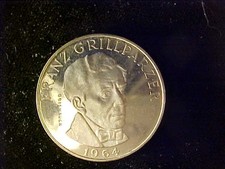 AUSTRIA GRILLPARZER 25 SCHILLINGS 1964 PROOF