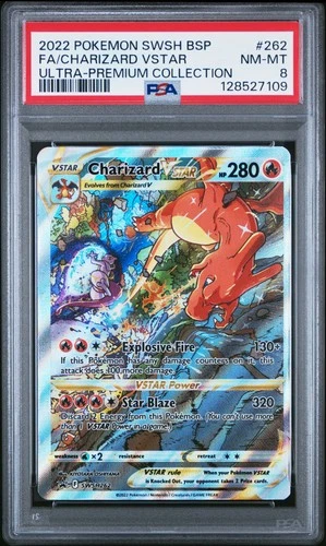 2022 POKEMON SWSH BLACK STAR PROMO #262 FULL ART/CHARIZARD VSTAR PSA 8