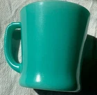 Vintage Fire King Anchor Hocking Teal Blue Milk Glass Mug~D Handle