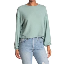 Elodie Women's Brushed Knit Cozy Crew Long Sleeve Top in Mint Large CTEY5196