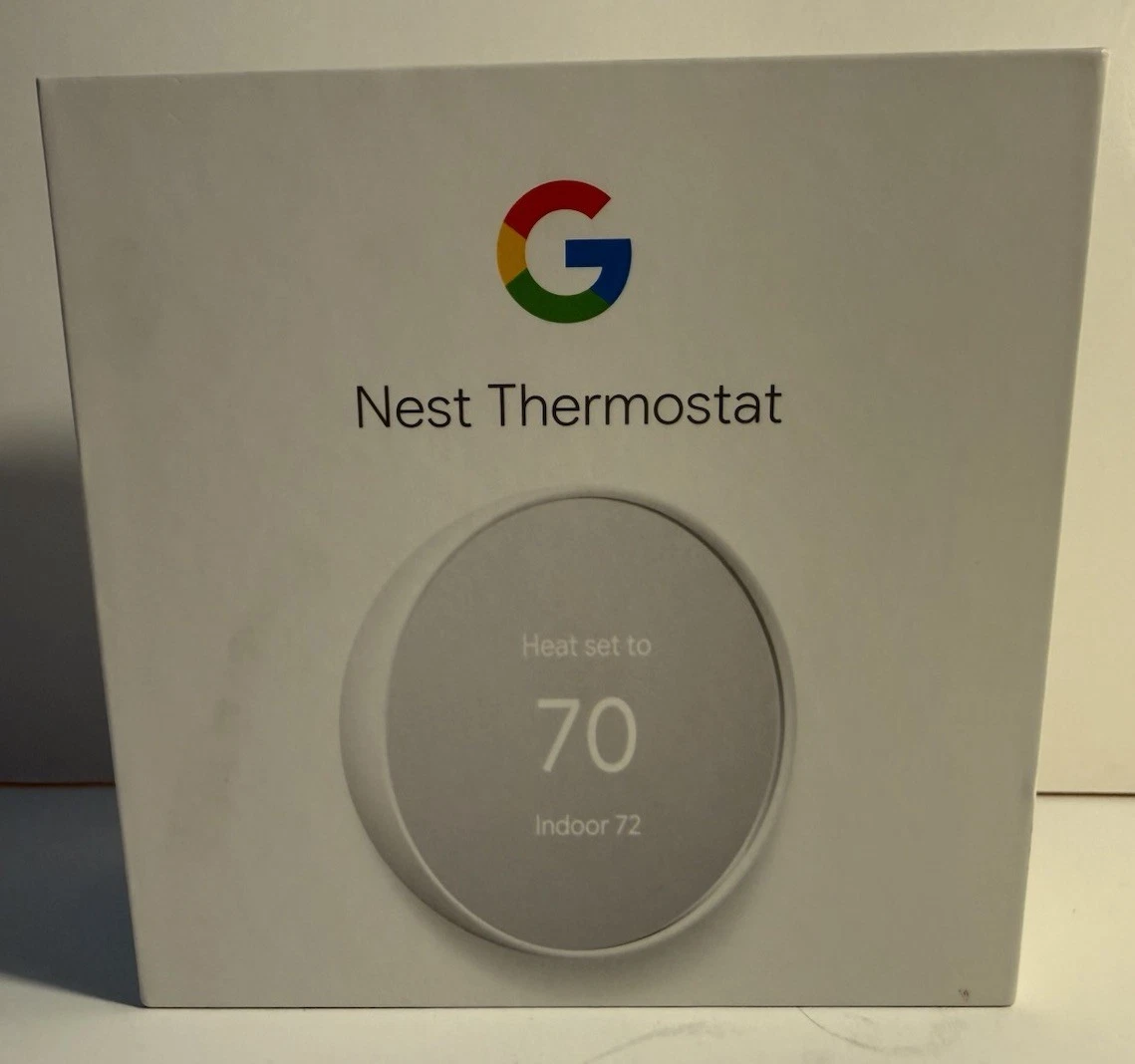 Google Nest Thermostat, Snow G4CVZ Round Smart Programmable Wi-Fi New