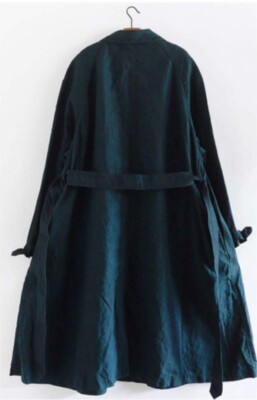 Outil Manteau Uzes Lenin Black Indigo Bal Collar Long Coat Outil Manteau Uzes Lenin Black Indigo Bal Collar Long Coat