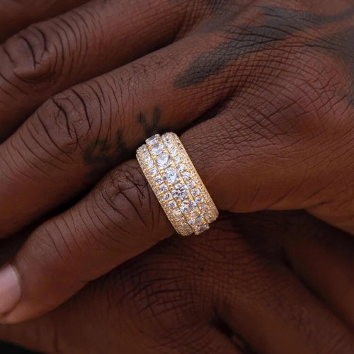 5 Layer Simulated Diamond Ring Band 18K Gold Vermeil Size 8 - Picture 4 of 5