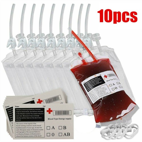 10Pcs 400ML Halloween Blood Energy Drink Bag Reusable Vampire Cosplay Props - Picture 2 of 22