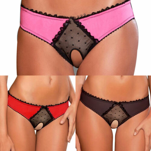 Lady Crotchless Lingerie See Through Briefs Panties Knickers G-string UnderwearⒽ - Foto 1 di 48
