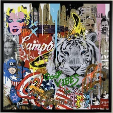 "Good Vibes" by Yuvi a Heavily Embellished Giclee on Canvas