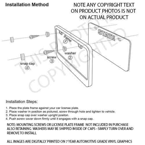 4 Chrome Custom License Plate Frame Screw Snap Caps Covers Army Dept