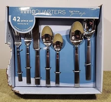 Living Quarters 42 Pc Stainless Steel Flatware Set Service 8 Open Box Emerson