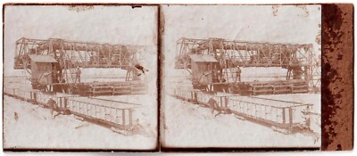 Marokko.Morocco.Khouribga.Abholgerät.Zug.Stereoansicht auf Papier 6x13.Stereoview.