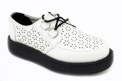 T.U.K. V9034 TUK Viva 2-Ring Round Toe Creeper White Perforated Rockabilly