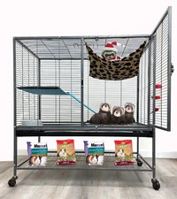 37"x24"x39"H HUGE 2-TIERS Ferret Chinchilla Rabbit Mouse Rat Hammock Wheel Cage