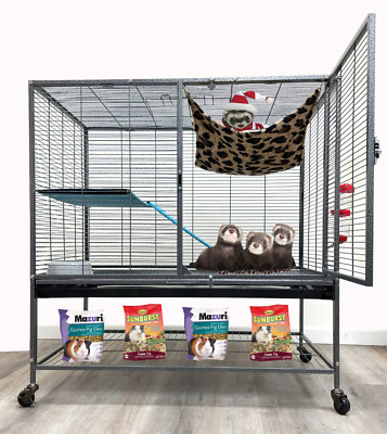 37''x24''x39''H HUGE 2-TIERS Ferret Chinchilla Rabbit Mouse Rat Hammock Wheel Cage