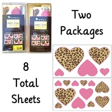 Sweet Jojo Cheetah Girl 2pks/4shts Removable Wall Decals Hearts Leopard Pink