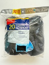 Hanes Men's Moisture-Wicking No-Show Socks 20-Pairs Sizes 6-12 Black Value Pack