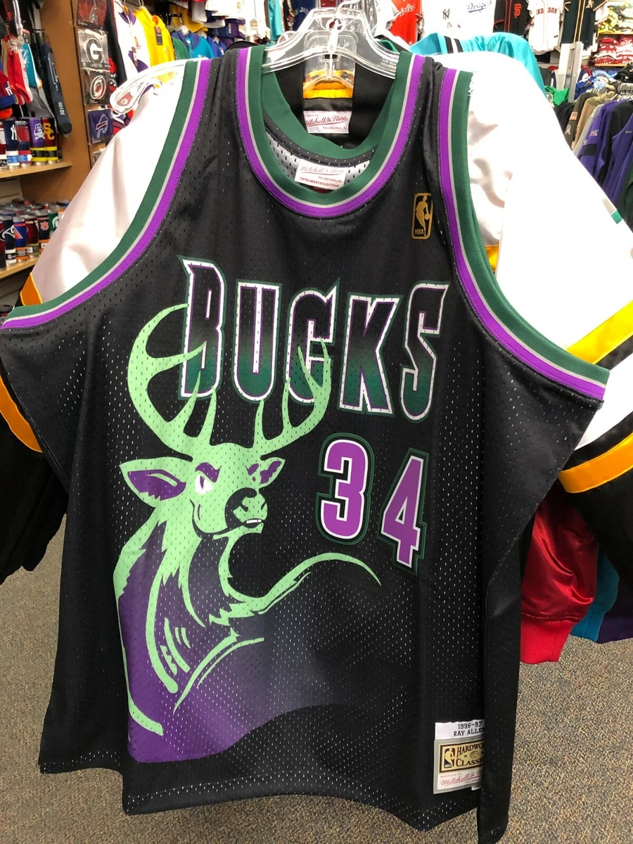 Mitchell & Ness Men's Ray Allen Purple Milwaukee Bucks Hardwood Classics Swingman Jersey - Purple