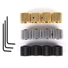 Set of Metal Guitar Control Dome Knobs Chrome Knurled Barrel Silver Gold Black