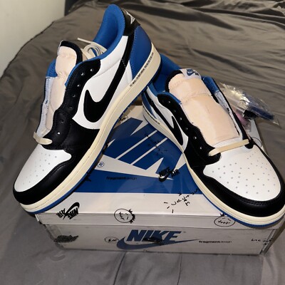 Size 10 - Jordan 1 Retro x Fragment Design x Travis Scott Low Blue