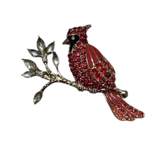 SIGNED Ann Klein Red Cardinal Brooch Pin W/Box - Picture 4 of 4